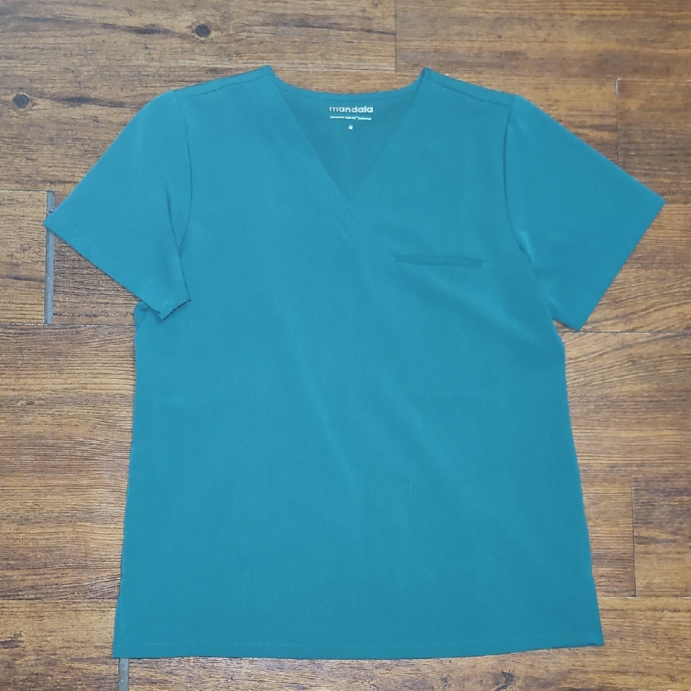Hunter Green Mandala Scrub Top